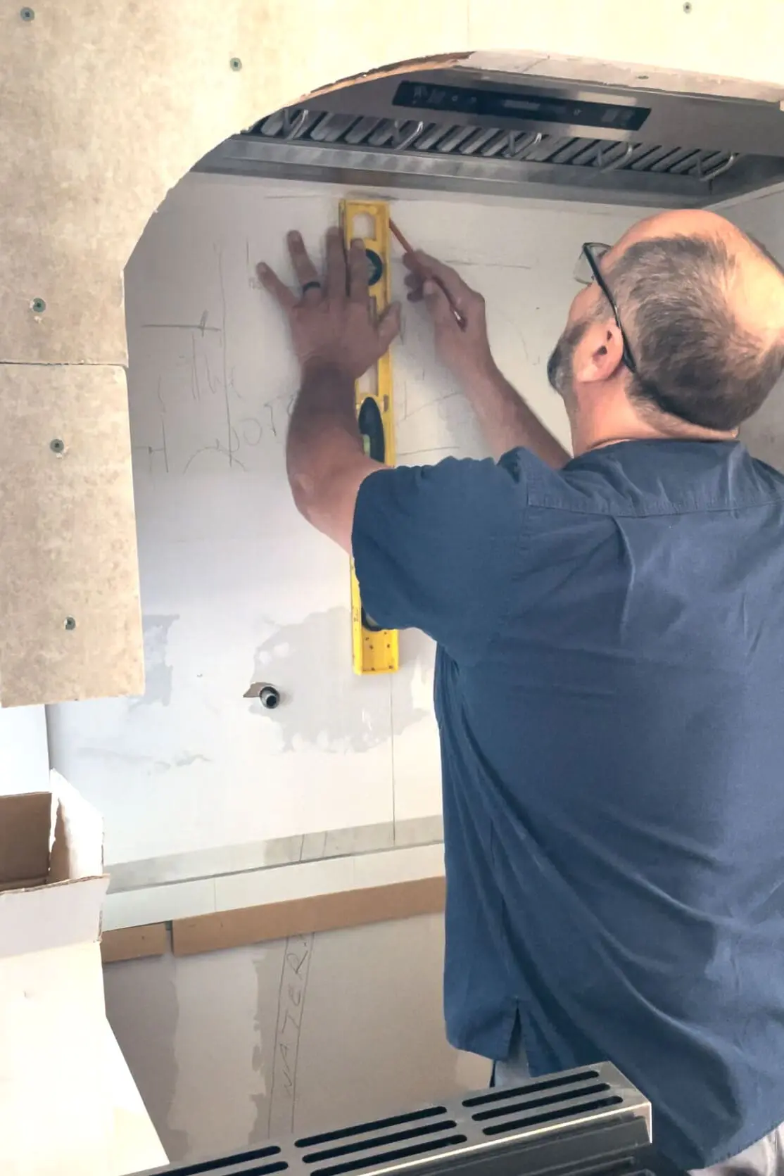 Measuring to center for tile backsplash.